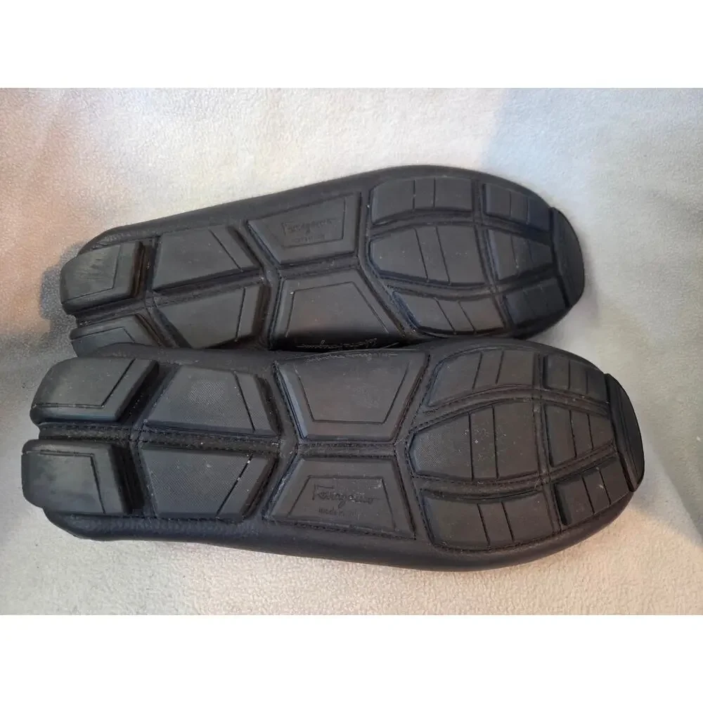 New Salvatore Ferragamo 10.5 EE Black Men Slip On Driving Shoes Italy Dust Bags